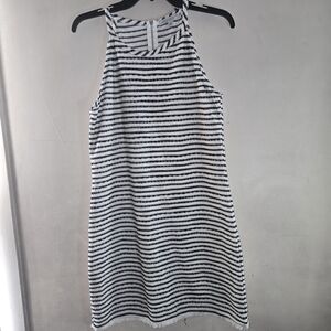 Green Envelope Black and White Striped Mini Dress